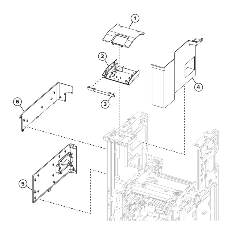 ADF and flatbed scanner – Front and left flatbed covers parts diagram - Xerox MX831se / MX831tse / MX833se / MX833tse / MX833xse