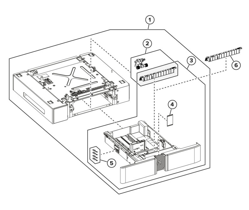 Input options – Optional 550-sheet tray assemblies – 550-sheet tray insert parts diagram - Xerox MX831se / MX831tse / MX833se / MX833tse / MX833xse