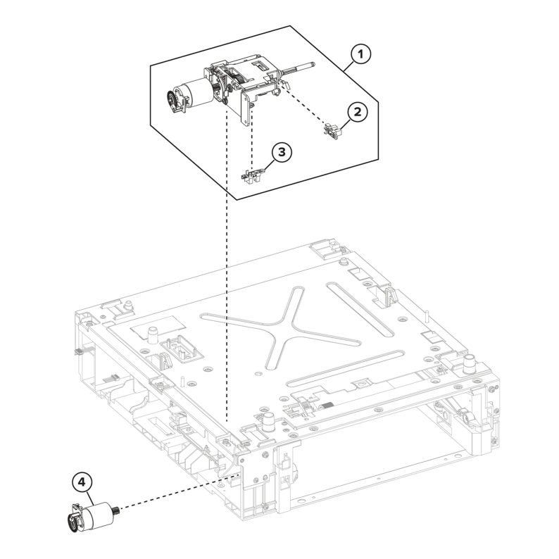Input options – Optional 550-sheet tray assemblies – 550-sheet tray drive components parts diagram - Xerox MX831se / MX831tse / MX833se / MX833tse / MX833xse