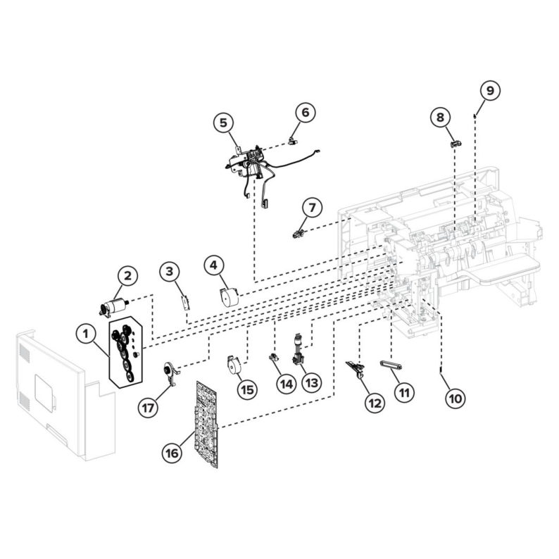 Output options – Staple, hole punch finisher assemblies – Staple, hole punch finisher assembly 3 parts diagram - Xerox MX831se / MX831tse / MX833se / MX833tse / MX833xse