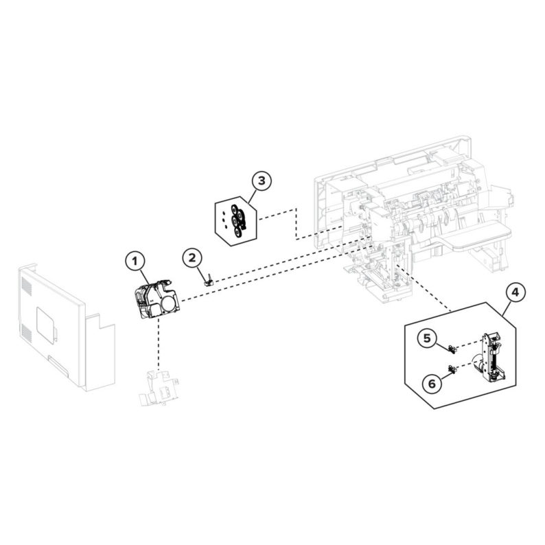 Output options – Staple, hole punch finisher assemblies – Staple, hole punch finisher assembly 4 parts diagram - Xerox MX831se / MX831tse / MX833se / MX833tse / MX833xse