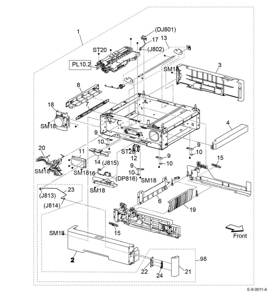 PL 10.1 Option Feeder (1/3) parts diagram - Xerox VersaLink B600 / B605 / B610 / B615
