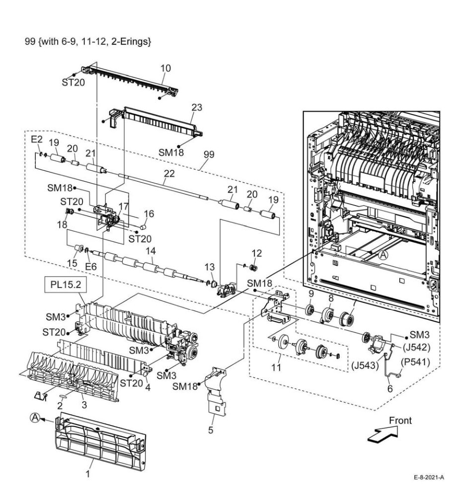 PL 15.1 Registration (1/2) parts diagram - Xerox VersaLink B600 / B605 / B610 / B615