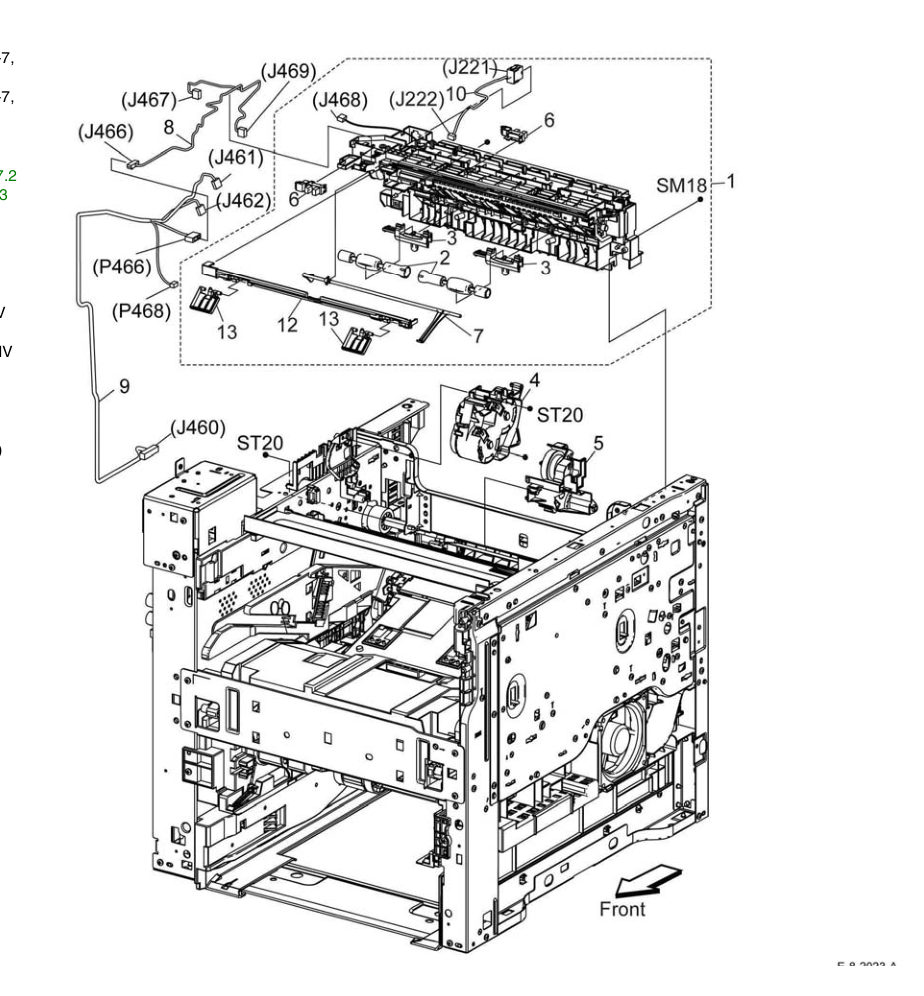 PL 17.1 Exit parts diagram - Xerox VersaLink B600 / B605 / B610 / B615