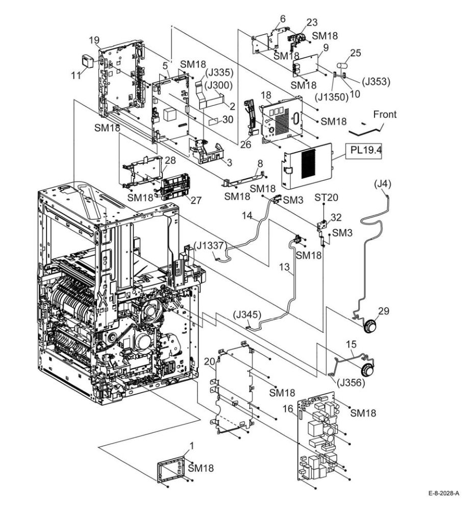 PL 18.5 Electrical (B615_Tall) (1/4) parts diagram - Xerox VersaLink B600 / B605 / B610 / B615