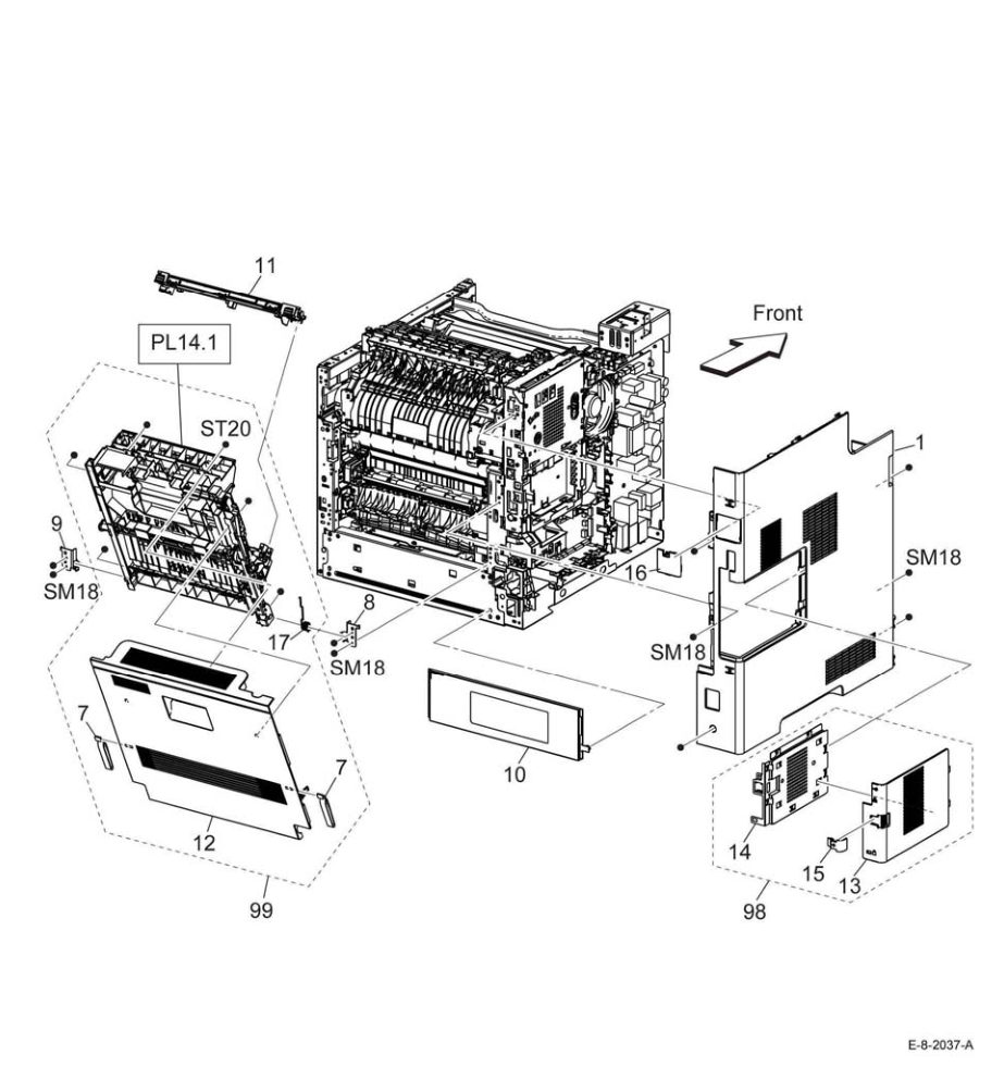 PL 19.2 Cover (B605/B615) (2/2) parts diagram - Xerox VersaLink B600 / B605 / B610 / B615