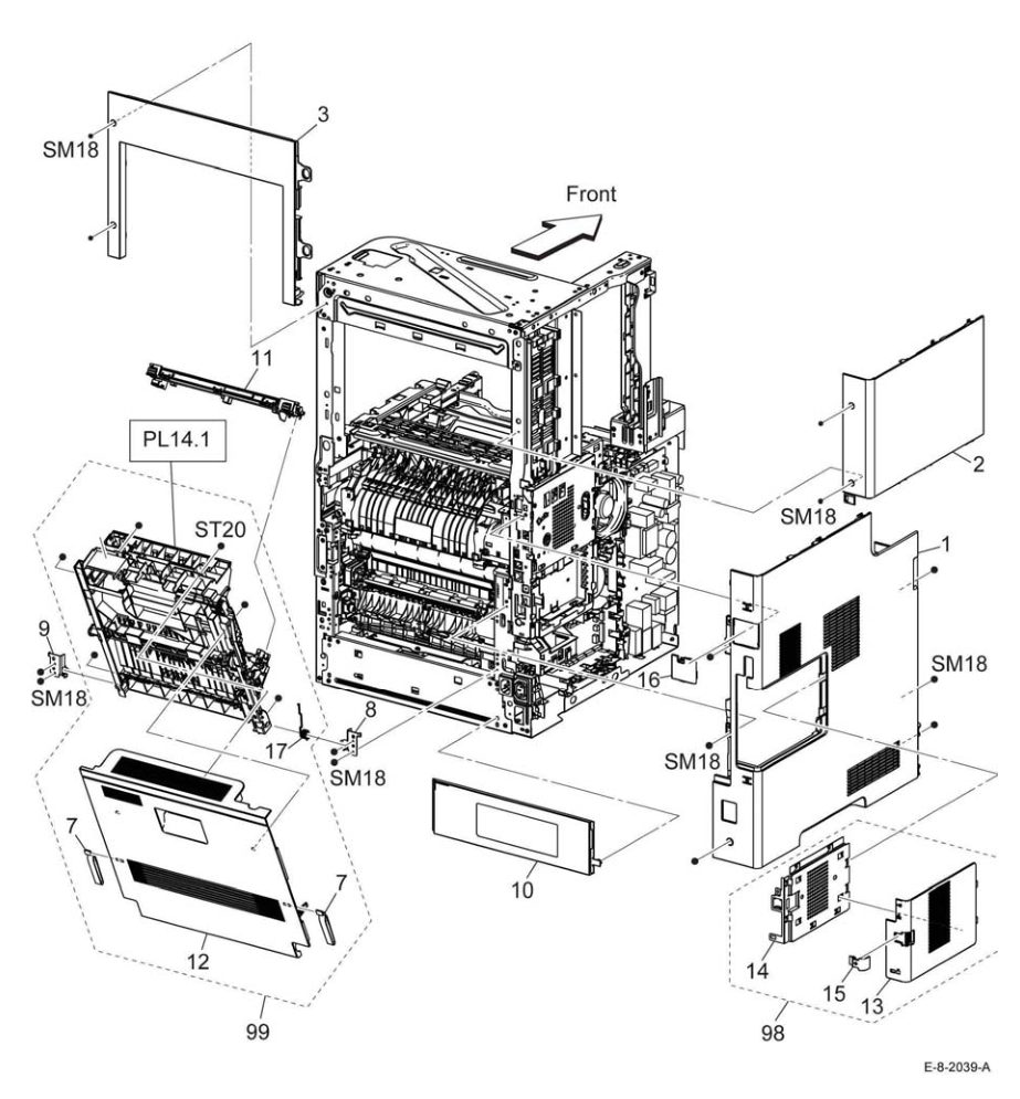 PL 19.4 Cover (B615_Tall) (2/2) parts diagram - Xerox VersaLink B600 / B605 / B610 / B615
