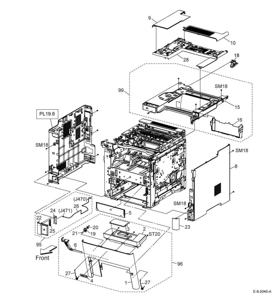 PL 19.5 Cover (B600/B610) (1/2) parts diagram - Xerox VersaLink B600 / B605 / B610 / B615