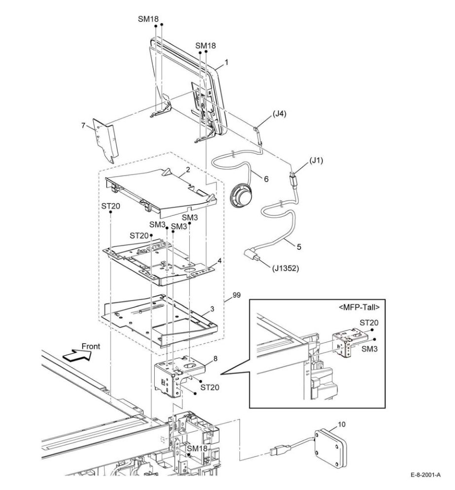 PL 1.1 UI MFP-Std, B615_Tall parts diagram - Xerox VersaLink B600 / B605 / B610 / B615