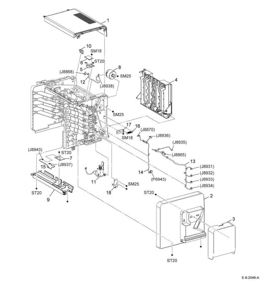 PL 20.2 Mailbox parts diagram - Xerox VersaLink B600 / B605 / B610 / B615