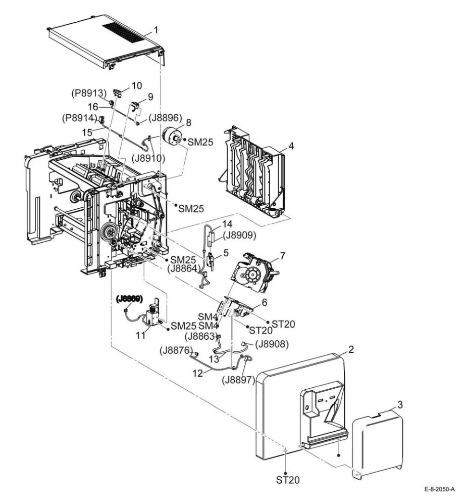PL 21.2 Finisher parts diagram - Xerox VersaLink B600 / B605 / B610 / B615