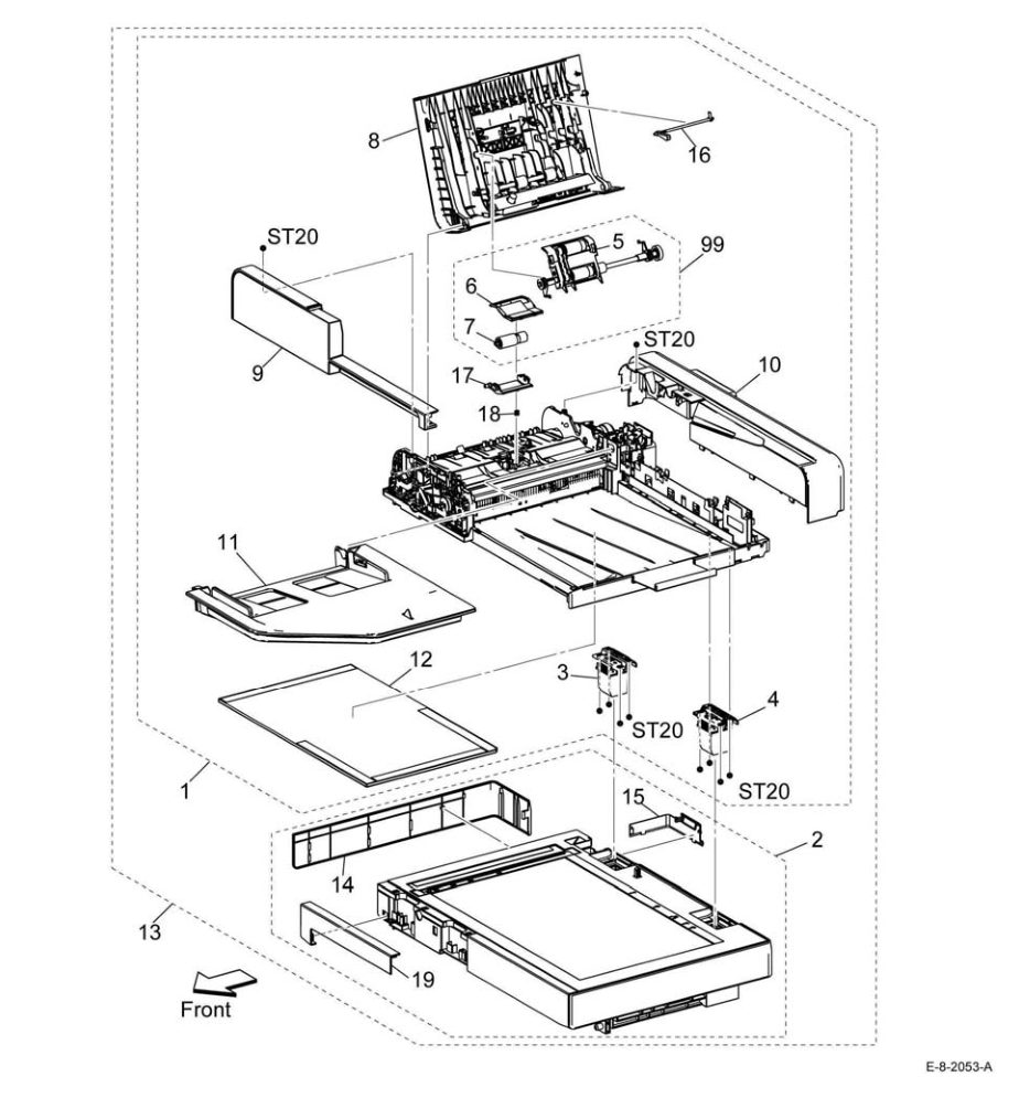 PL 50.1 Scanner (MFP only) parts diagram - Xerox VersaLink B600 / B605 / B610 / B615