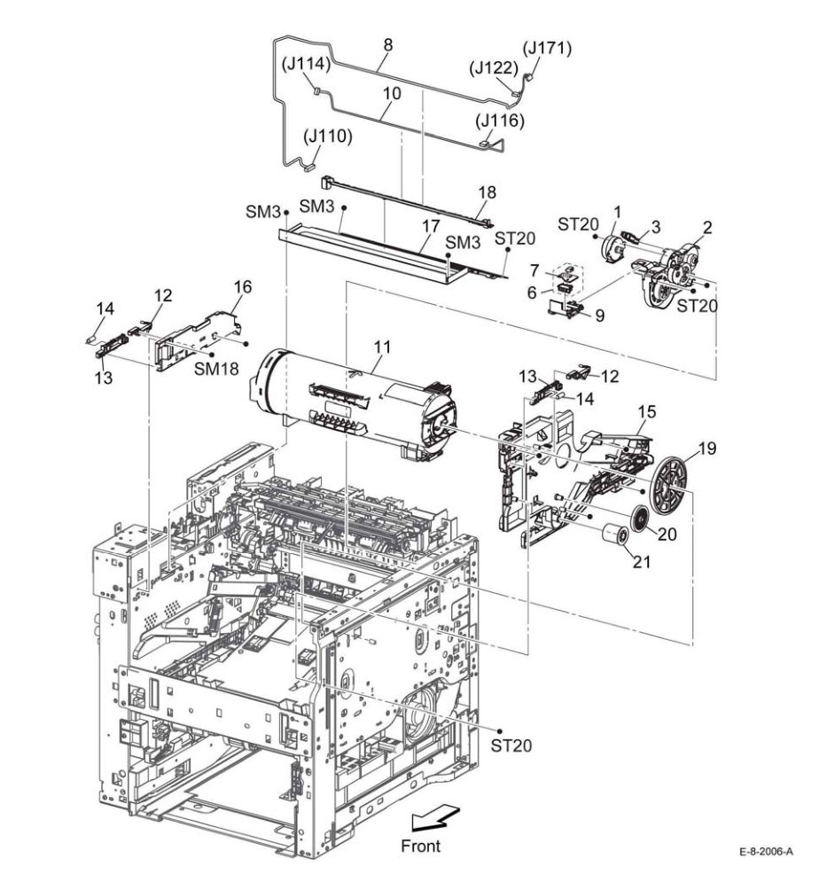 PL 5.1 Dispenser parts diagram - Xerox VersaLink B600 / B605 / B610 / B615