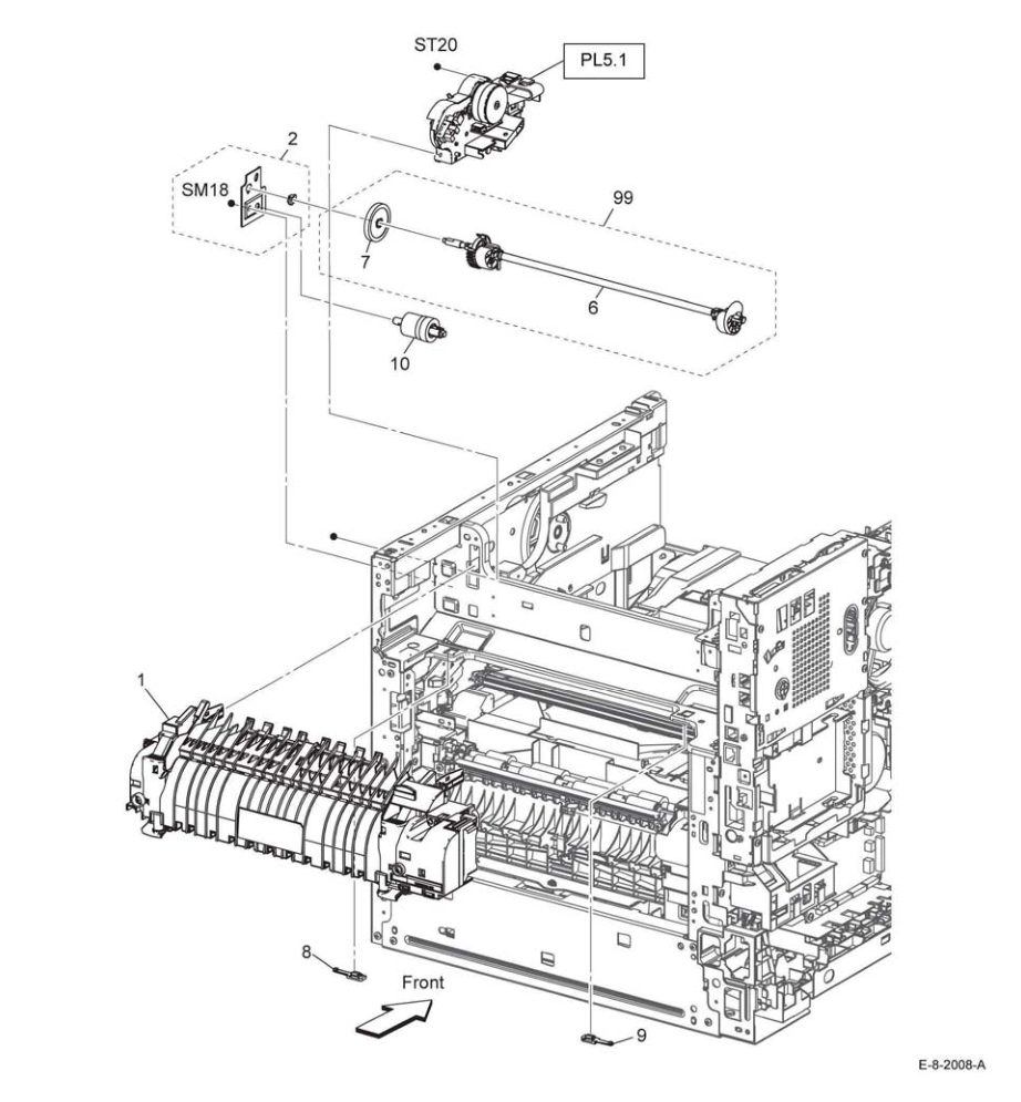 PL 7.1 Fusing parts diagram - Xerox VersaLink B600 / B605 / B610 / B615