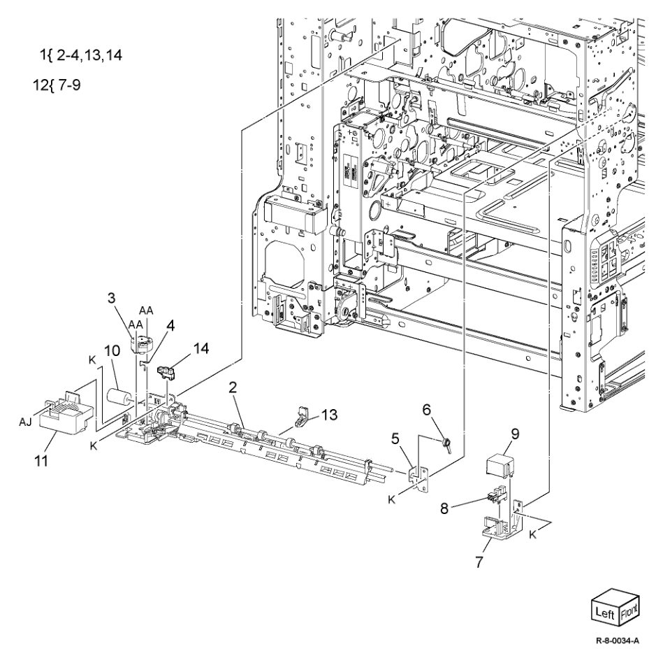 PL 10.10 Exit 1 Transport Components parts diagram - Xerox AltaLink B8145 / B8155 / B8170 / C8130