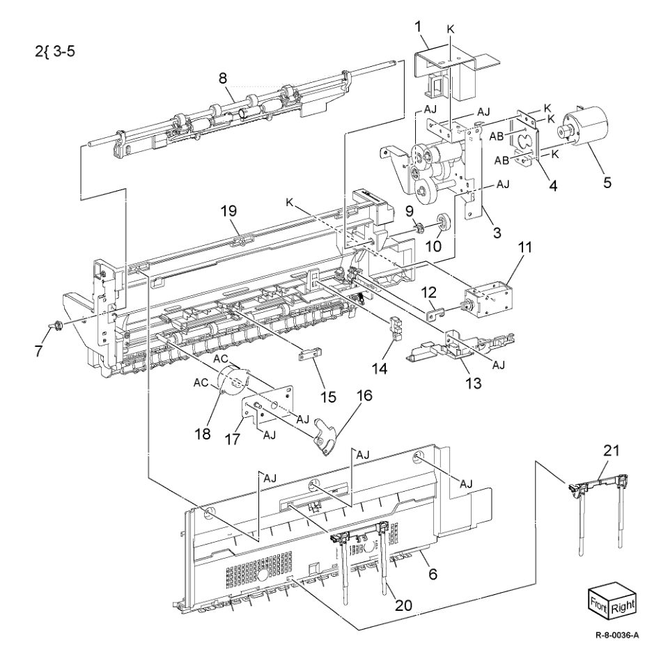 PL 10.25 Exit 2 Transport Assembly parts diagram - Xerox AltaLink B8145 / B8155 / B8170 / C8130