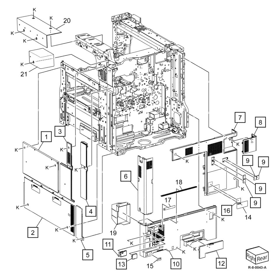 PL 28.10 Covers (Rear) parts diagram - Xerox AltaLink B8145 / B8155 / B8170 / C8130