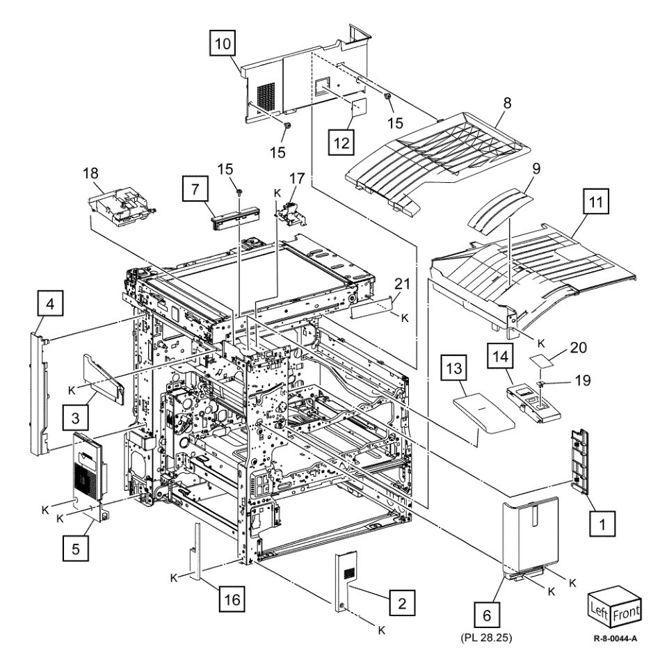 PL 28.15 Covers (B8145/B8155) parts diagram - Xerox AltaLink B8145 / B8155 / B8170 / C8130