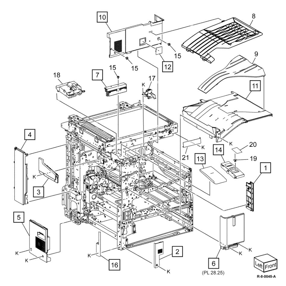 PL 28.20 Covers (B8170) parts diagram - Xerox AltaLink B8145 / B8155 / B8170 / C8130