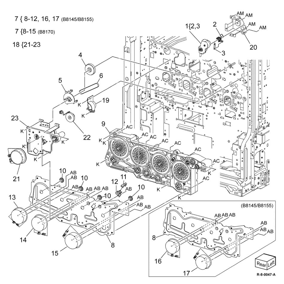 PL 40.05 Main Drive Assembly parts diagram - Xerox AltaLink B8145 / B8155 / B8170 / C8130