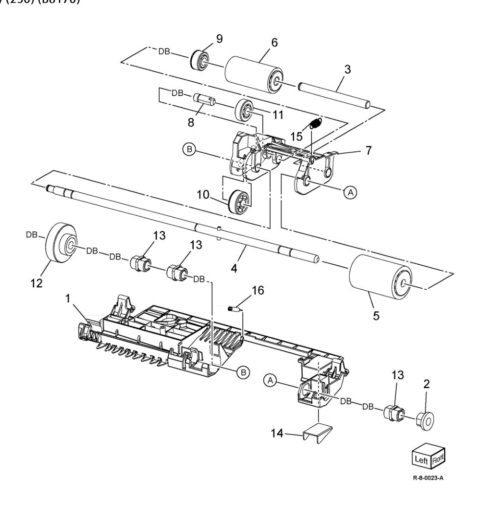 PL 5.14 DADF Nudger Housing Assembly (250) (B8170) parts diagram - Xerox AltaLink B8145 / B8155 / B8170 / C8130