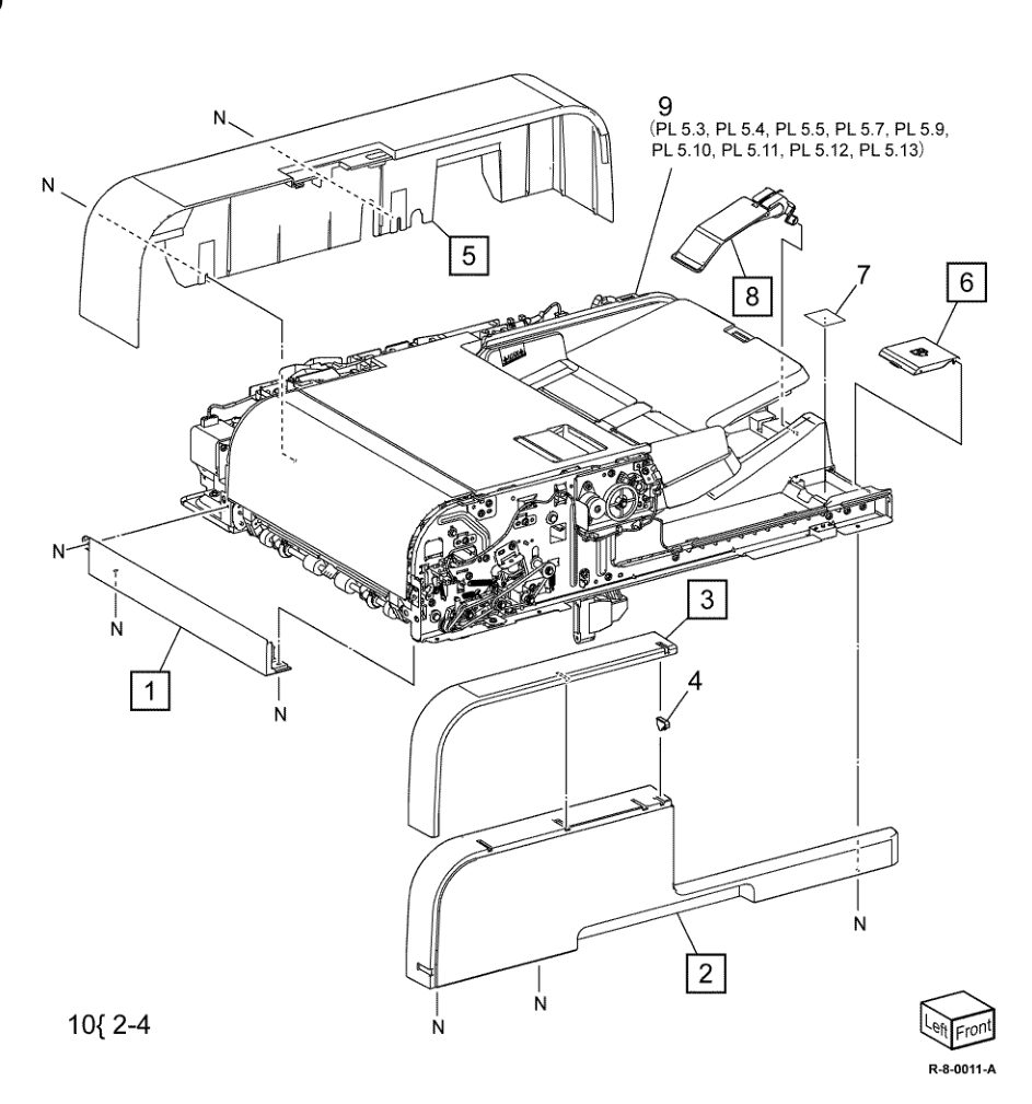 PL 5.2 DADF, DADF Cover (250) (B8170) parts diagram - Xerox AltaLink B8145 / B8155 / B8170 / C8130