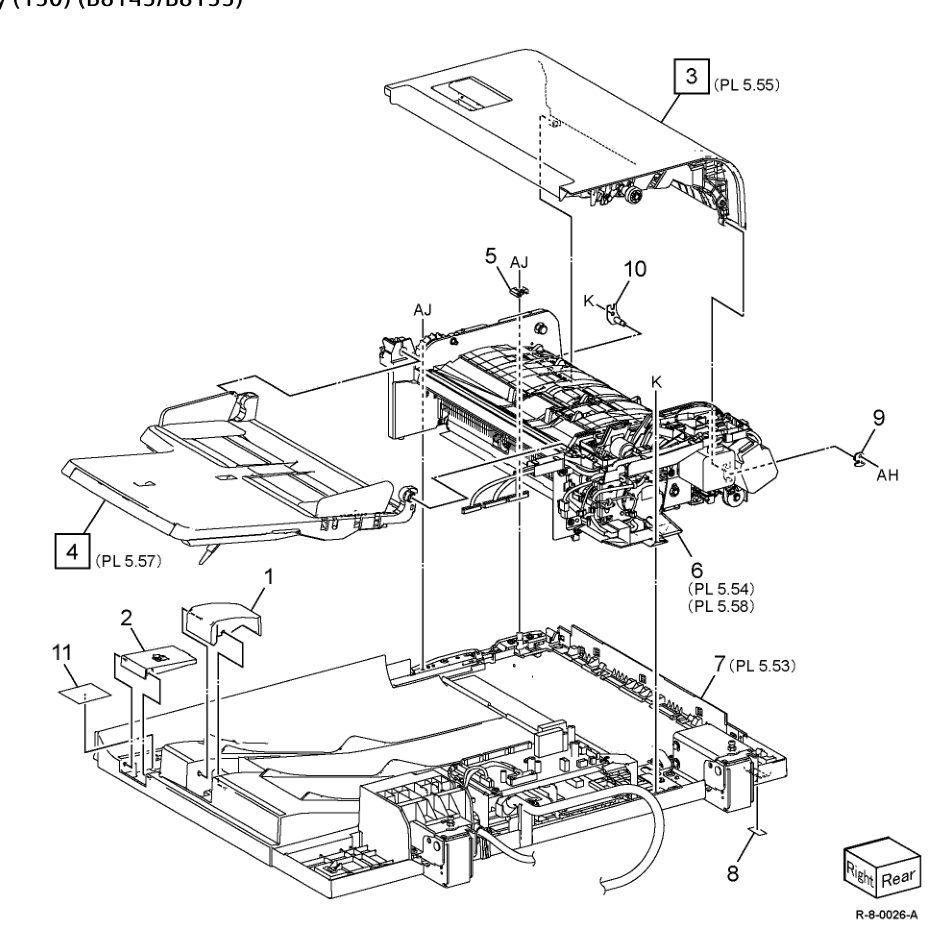 PL 5.52 DADF Top Cover, Document Tray (130) (B8145/B8155) parts diagram - Xerox AltaLink B8145 / B8155 / B8170 / C8130