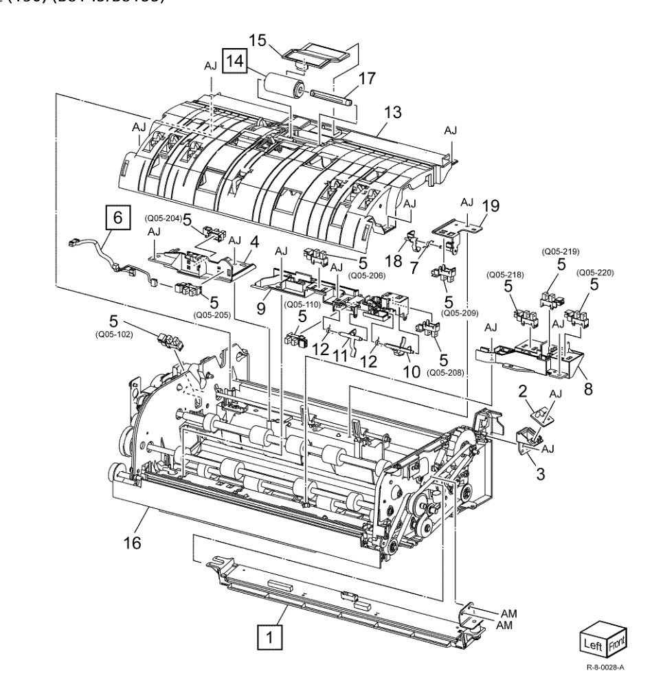 PL 5.54 Regi. / Retard Chute/ Invert Unit (130) (B8145/B8155) parts diagram - Xerox AltaLink B8145 / B8155 / B8170 / C8130