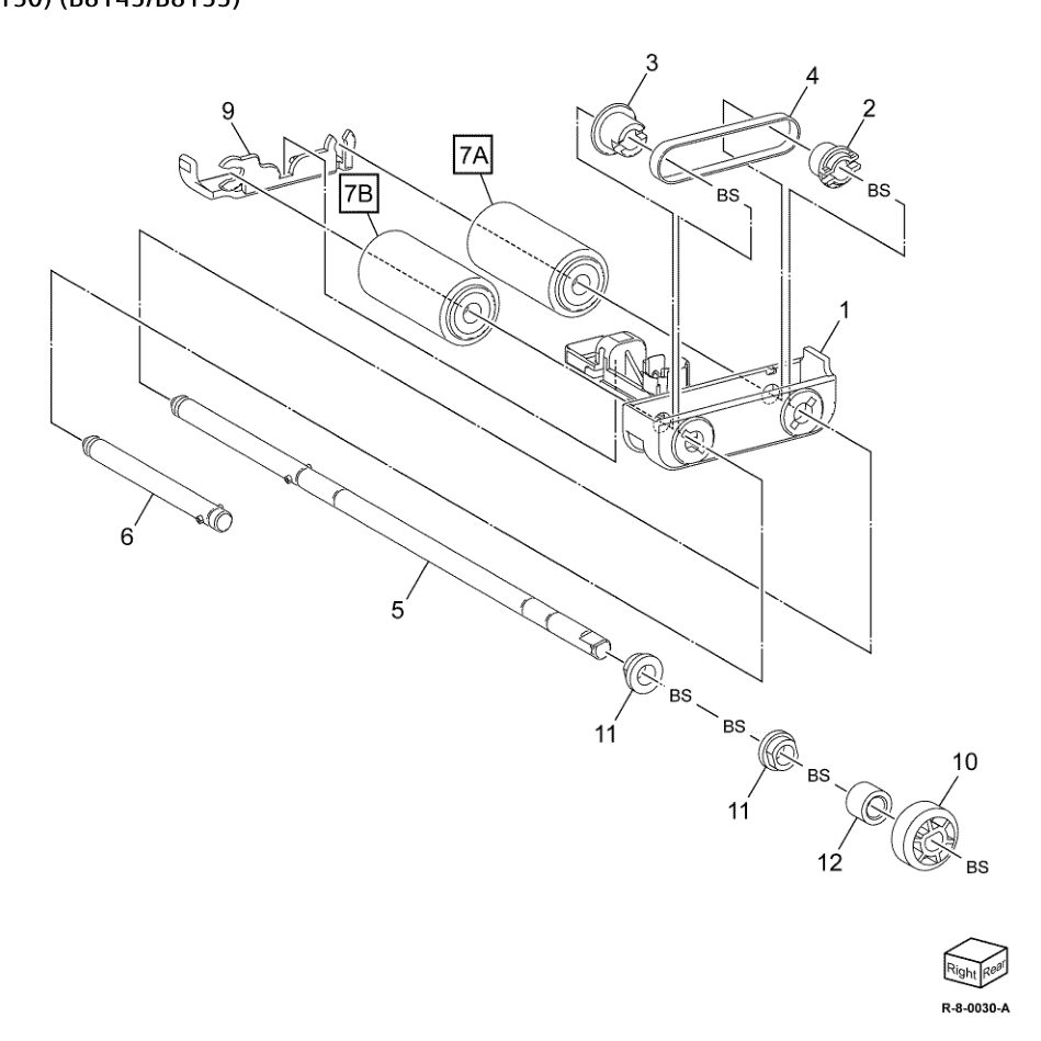 PL 5.56 Feeder / Nudger Roll Assembly (130) (B8145/B8155) parts diagram - Xerox AltaLink B8145 / B8155 / B8170 / C8130