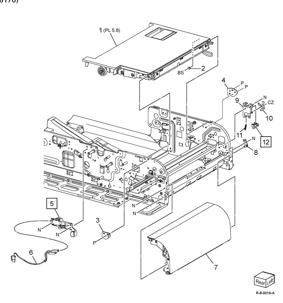 PL 5.7 DADF Feeder Cover Unit (250) (B8170) parts diagram - Xerox AltaLink B8145 / B8155 / B8170 / C8130