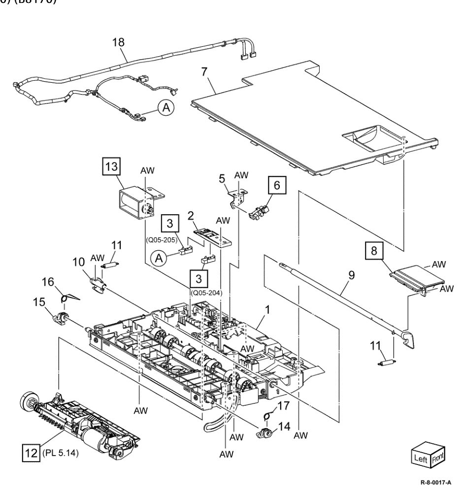 PL 5.8 DADF Feeder Cover Assembly (250) (B8170) parts diagram - Xerox AltaLink B8145 / B8155 / B8170 / C8130