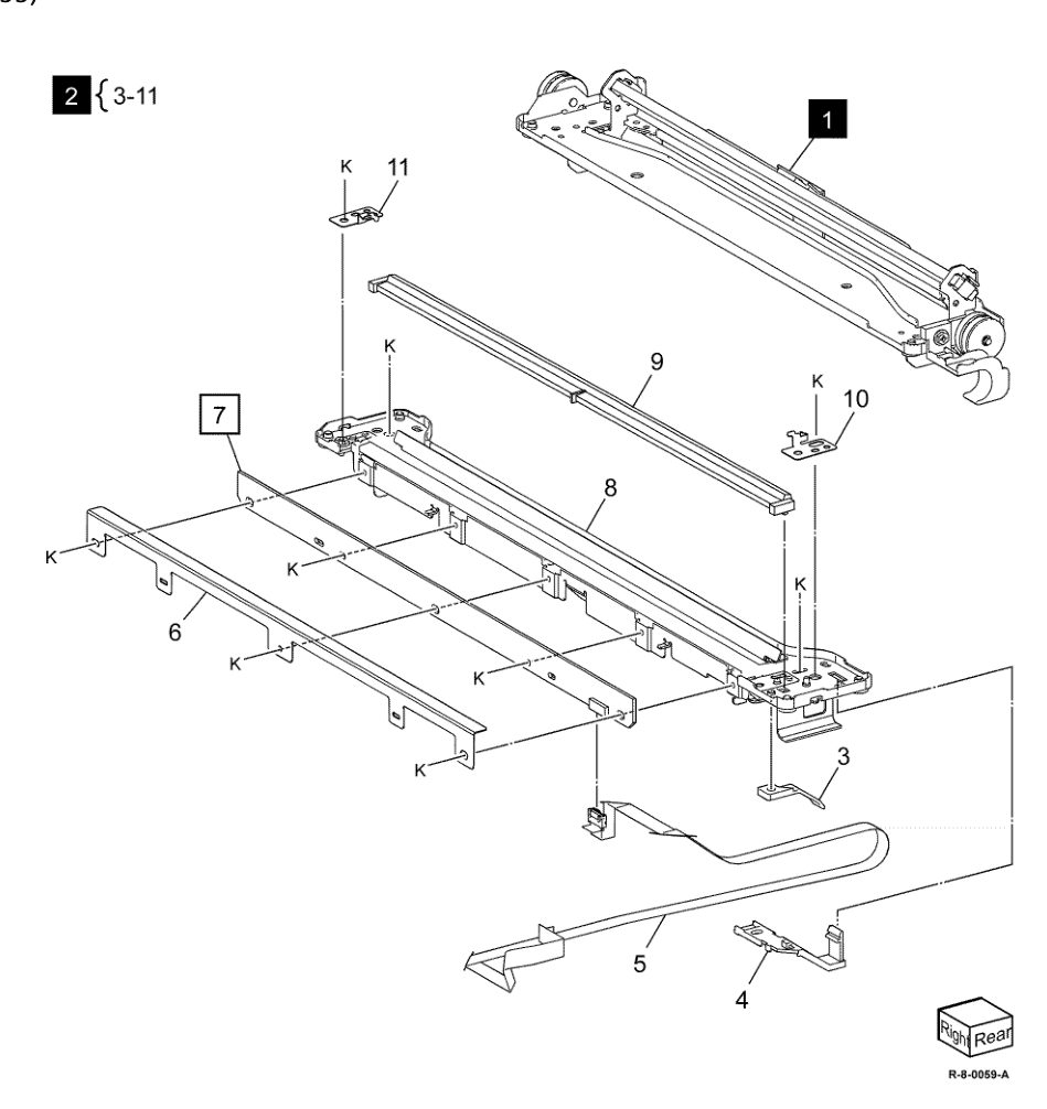 PL 60.55 Full/Half Carriage (B8145/B8155) parts diagram - Xerox AltaLink B8145 / B8155 / B8170 / C8130