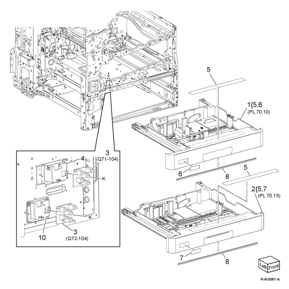 PL 70.05 Tray 1 2 Assembly parts diagram - Xerox AltaLink B8145 / B8155 / B8170 / C8130