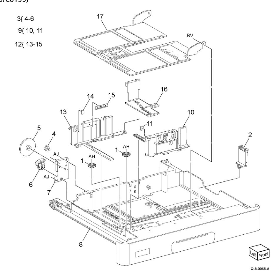 PL 70.25 2TM Tray 3/4 Assembly (C8130/C8135) parts diagram - Xerox AltaLink B8145 / B8155 / B8170 / C8130