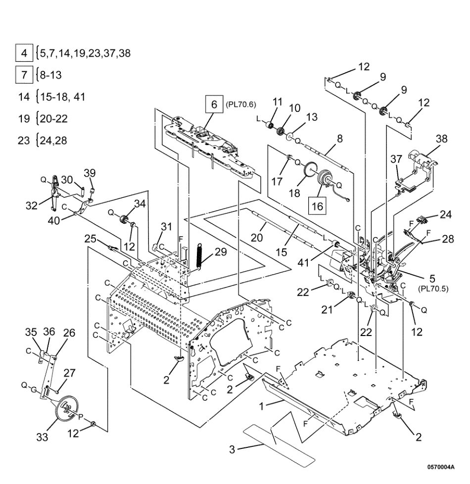 PL 70.4 Eject Assembly (1 of 3) parts diagram - Xerox AltaLink B8145 / B8155 / B8170 / C8130