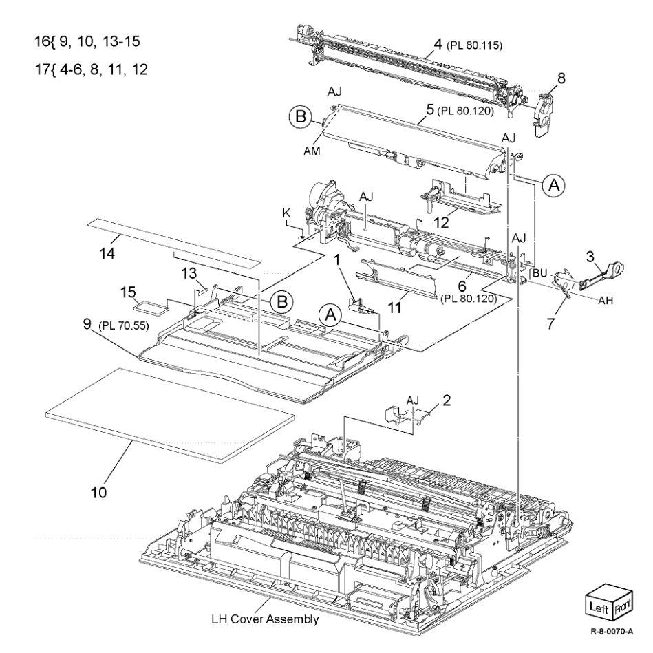 PL 70.50 Bypass Tray Components parts diagram - Xerox AltaLink B8145 / B8155 / B8170 / C8130