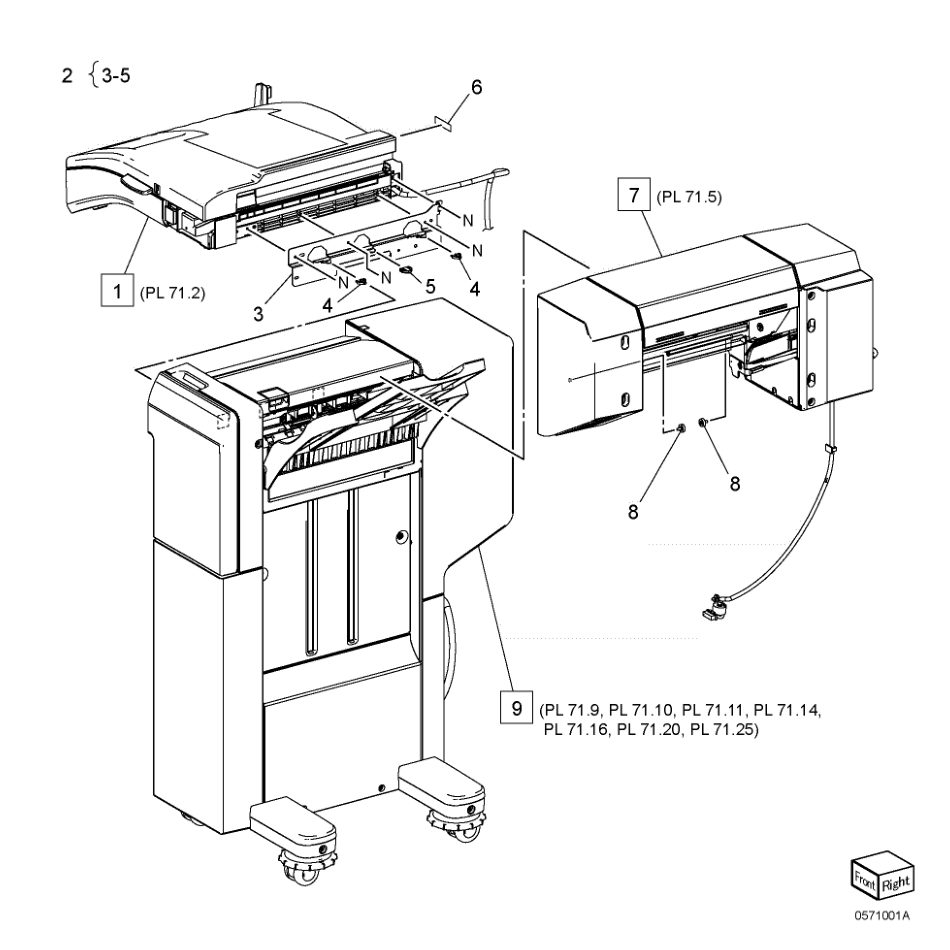 PL 71.1 Finisher-B3 parts diagram - Xerox AltaLink B8145 / B8155 / B8170 / C8130