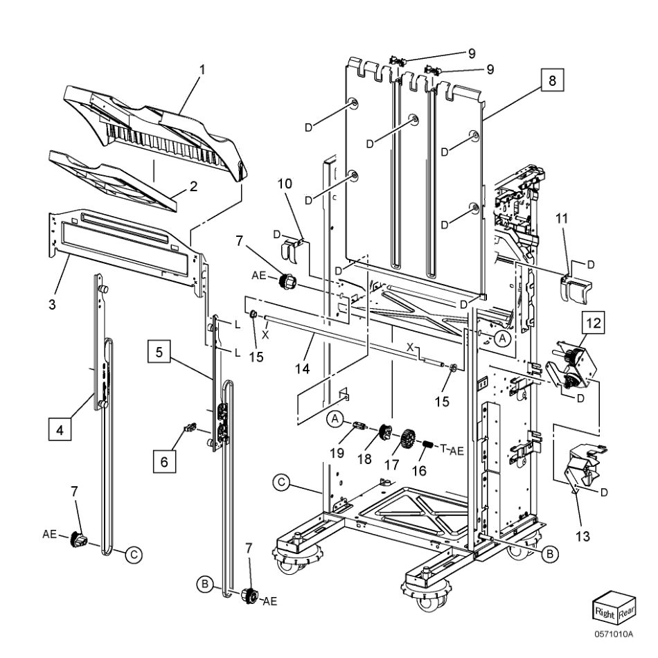 PL 71.10 Stacker Assembly parts diagram - Xerox AltaLink B8145 / B8155 / B8170 / C8130