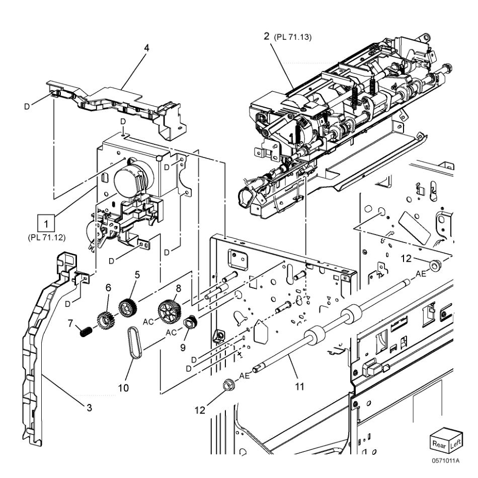 PL 71.11 Eject Assembly parts diagram - Xerox AltaLink B8145 / B8155 / B8170 / C8130