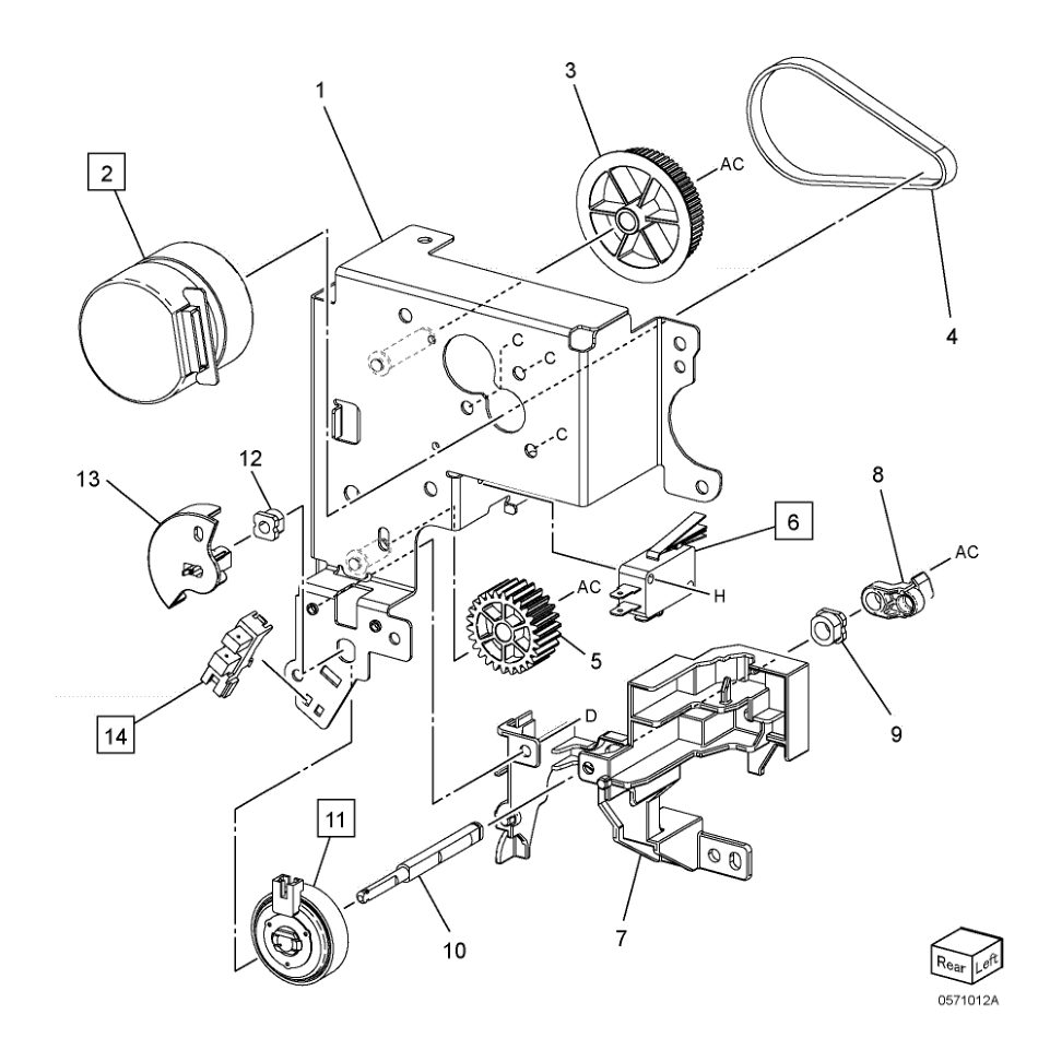 PL 71.12 Eject Motor Drive Assembly parts diagram - Xerox AltaLink B8145 / B8155 / B8170 / C8130