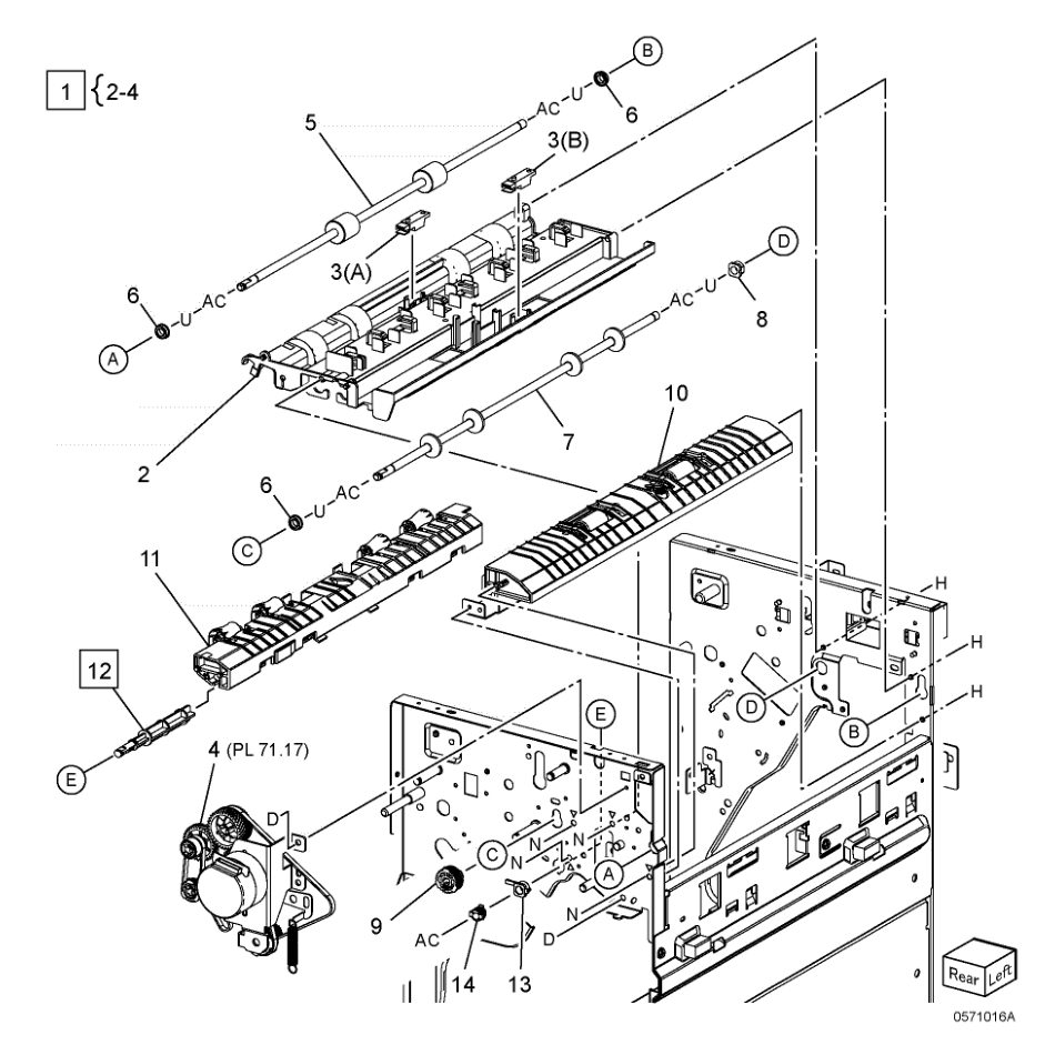 PL 71.16 Transport Assembly parts diagram - Xerox AltaLink B8145 / B8155 / B8170 / C8130