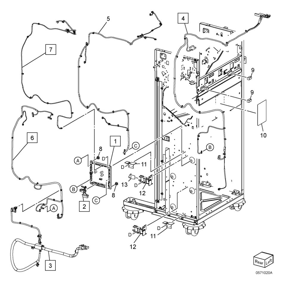 PL 71.20 Finisher-B3 Electrical parts diagram - Xerox AltaLink B8145 / B8155 / B8170 / C8130