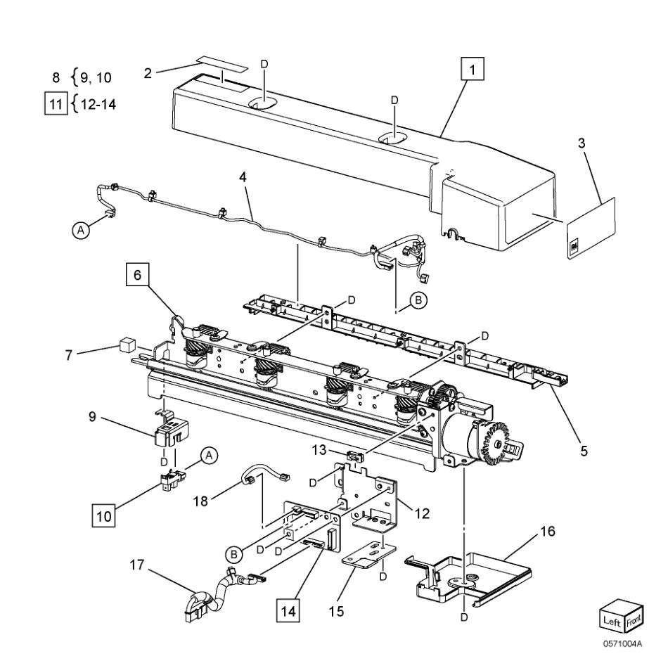 PL 71.4 Punch Assembly (Option) parts diagram - Xerox AltaLink B8145 / B8155 / B8170 / C8130