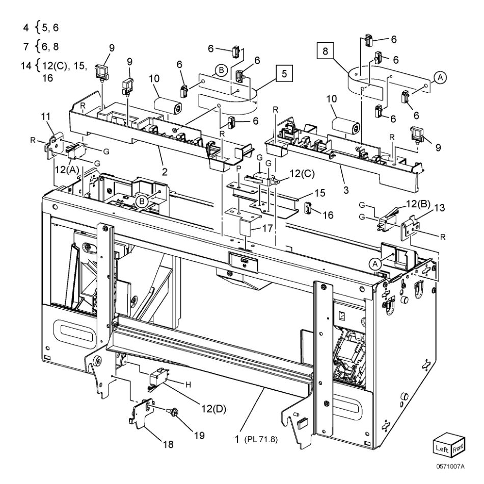 PL 71.7 Booklet Stapler Assembly (Option) (1 of 2) parts diagram - Xerox AltaLink B8145 / B8155 / B8170 / C8130