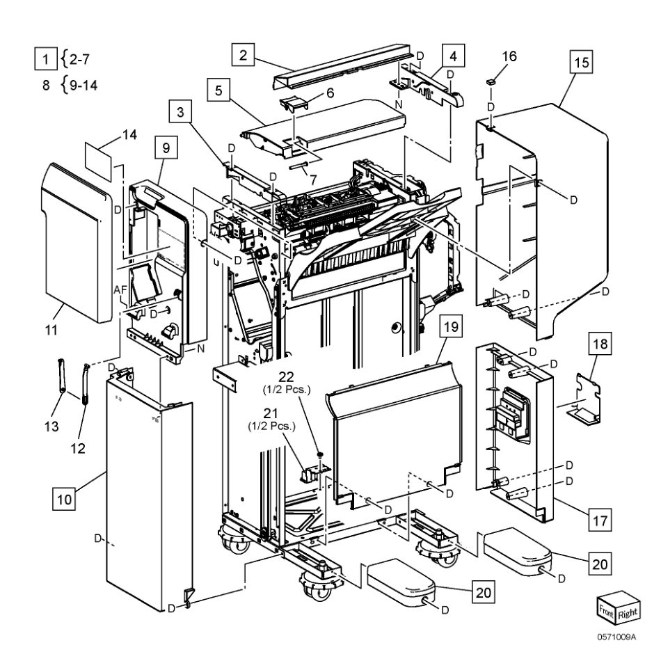 PL 71.9 Finisher Cover parts diagram - Xerox AltaLink B8145 / B8155 / B8170 / C8130