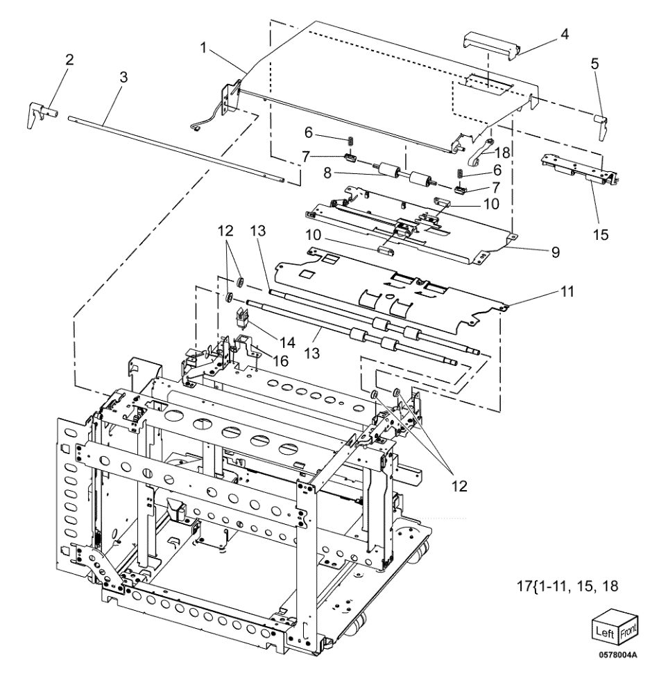 PL 78.4 HCF Top Chute Cover parts diagram - Xerox AltaLink B8145 / B8155 / B8170 / C8130