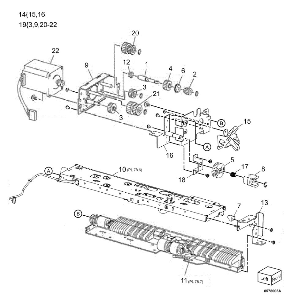 PL 78.5 HCF Feeder (1 of 3) parts diagram - Xerox AltaLink B8145 / B8155 / B8170 / C8130