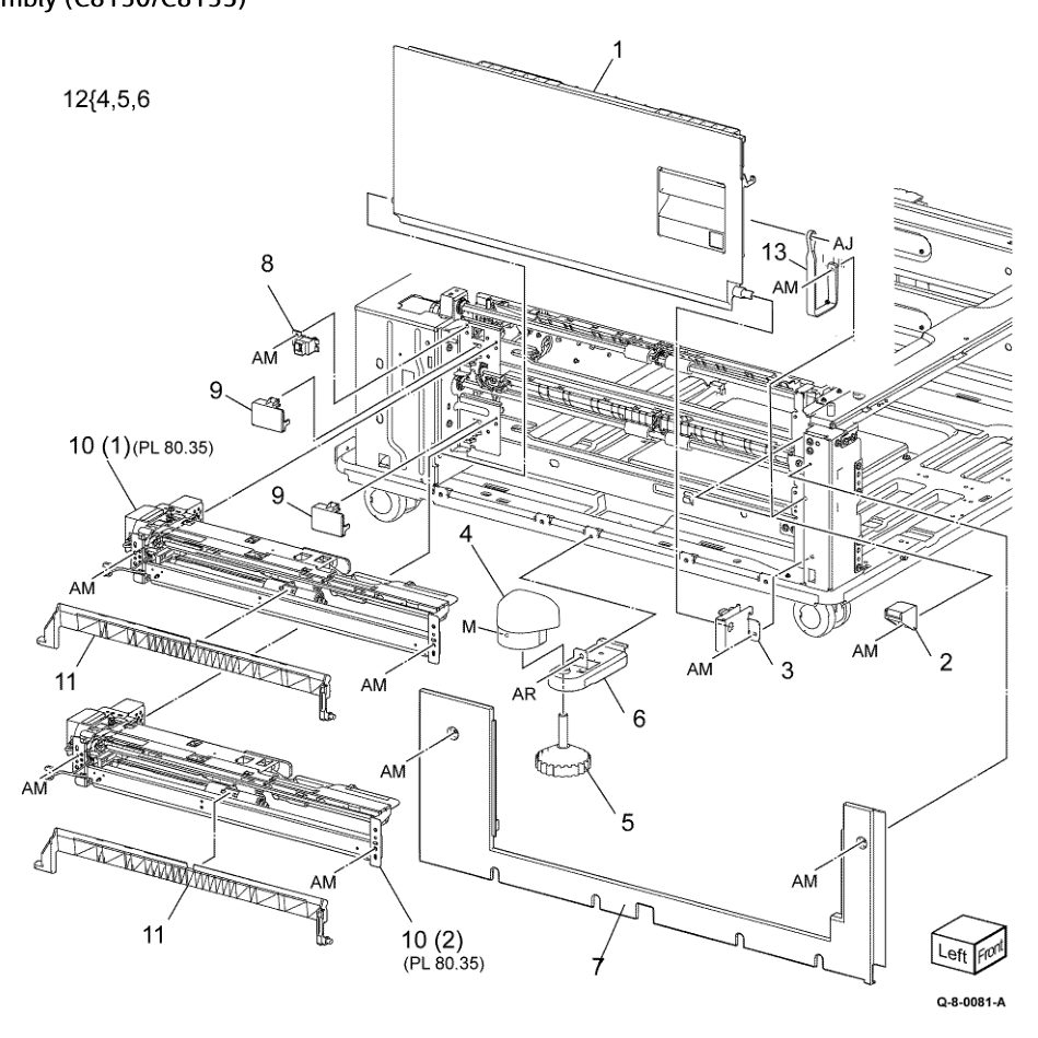 PL 80.20 2TM Left Cover Feedhead Assembly (C8130/C8135) parts diagram - Xerox AltaLink B8145 / B8155 / B8170 / C8130
