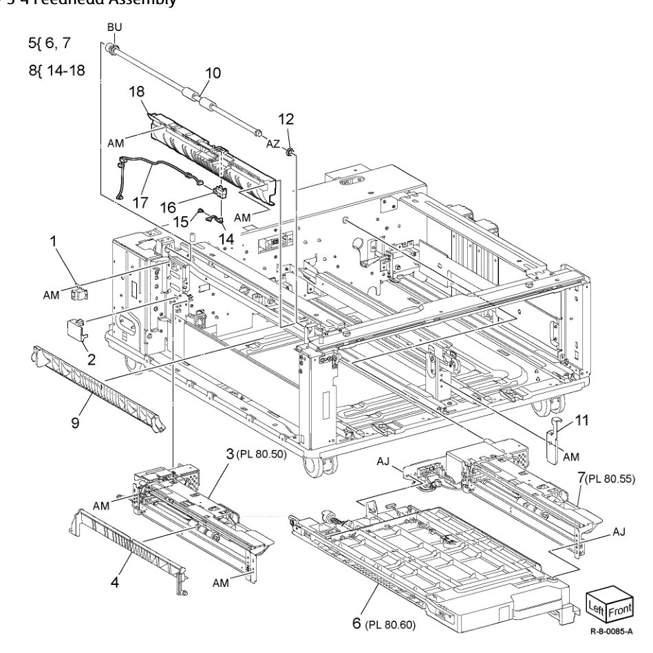 PL 80.40 TTM Transport Assembly / Tray 3 4 Feedhead Assembly parts diagram - Xerox AltaLink B8145 / B8155 / B8170 / C8130