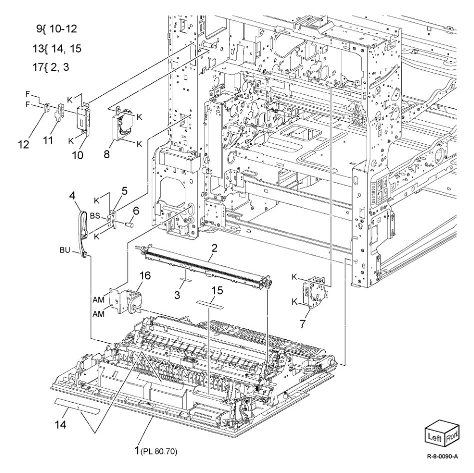 PL 80.65 Left Cover Components parts diagram - Xerox AltaLink B8145 / B8155 / B8170 / C8130